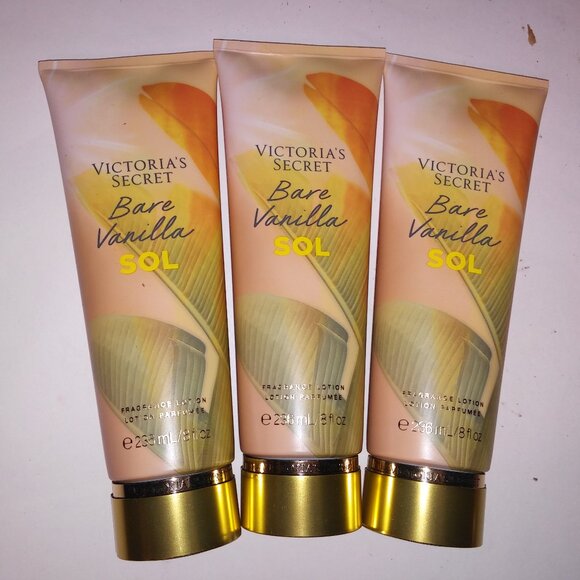 Victoria Secret Body Lotion Fragrant Bare Vanilla SOL Gift Set Full Size 8oz Eac